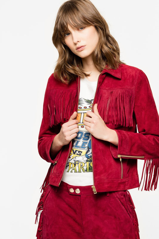 Suede Fringe Goat Leather Jacket