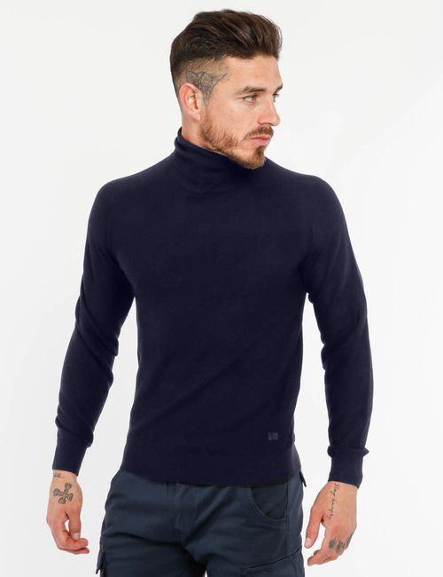 High-Collar Cozy Sweater in Blue