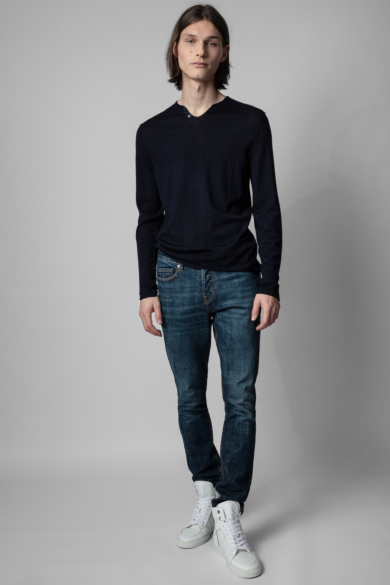 Seraph Collar Wool Sweater in Blue