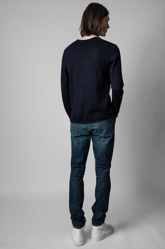 Seraph Collar Wool Sweater in Blue