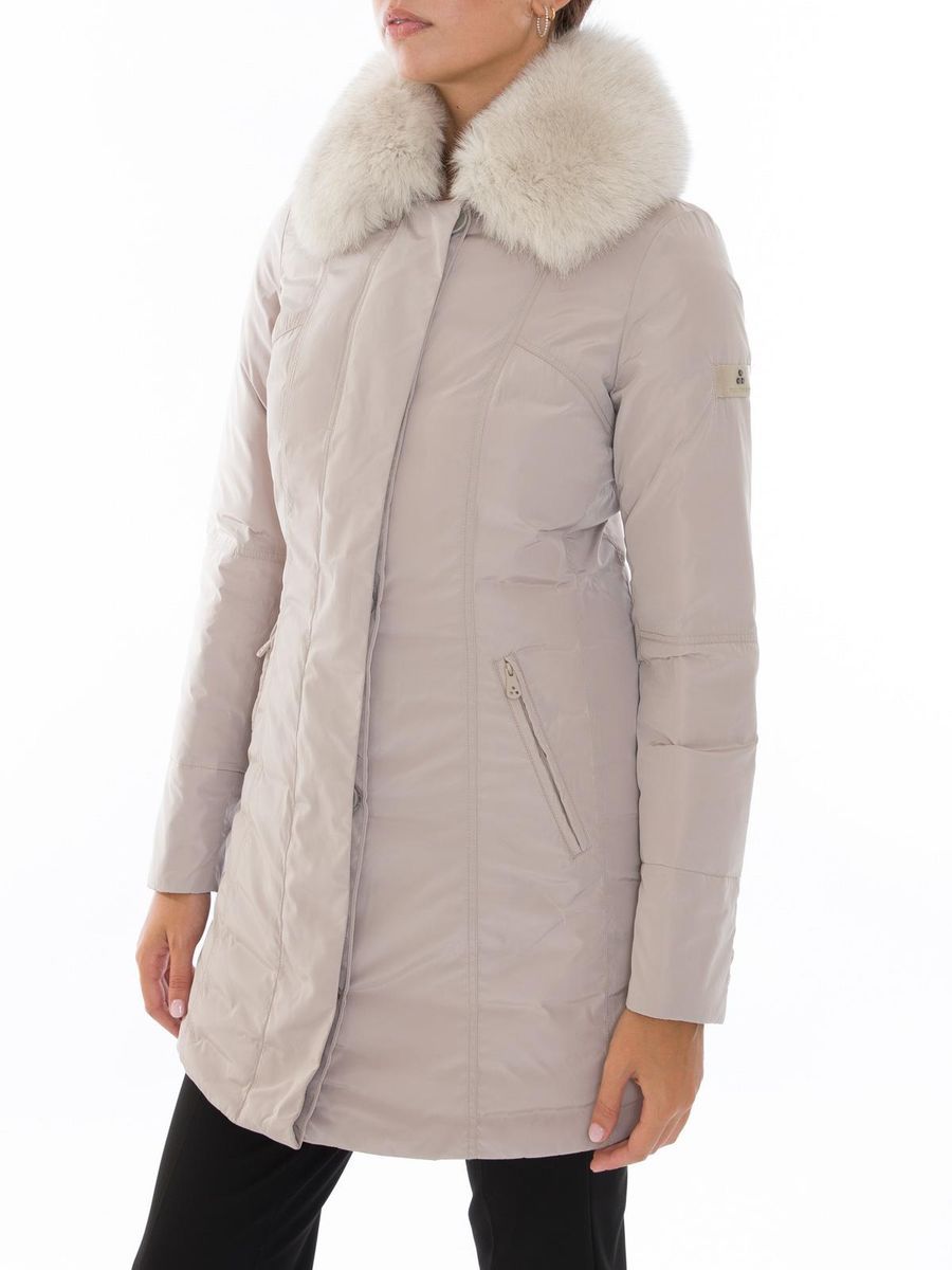 Chic Gray Goose Down Jacket with Luxe Fox Fur Hood