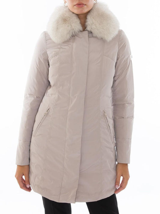 Chic Gray Goose Down Jacket with Luxe Fox Fur Hood