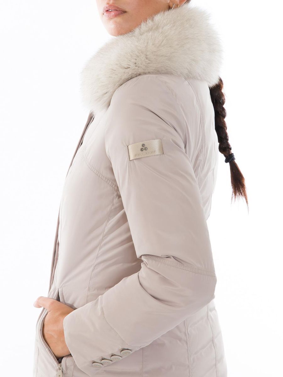 Chic Gray Goose Down Jacket with Luxe Fox Fur Hood