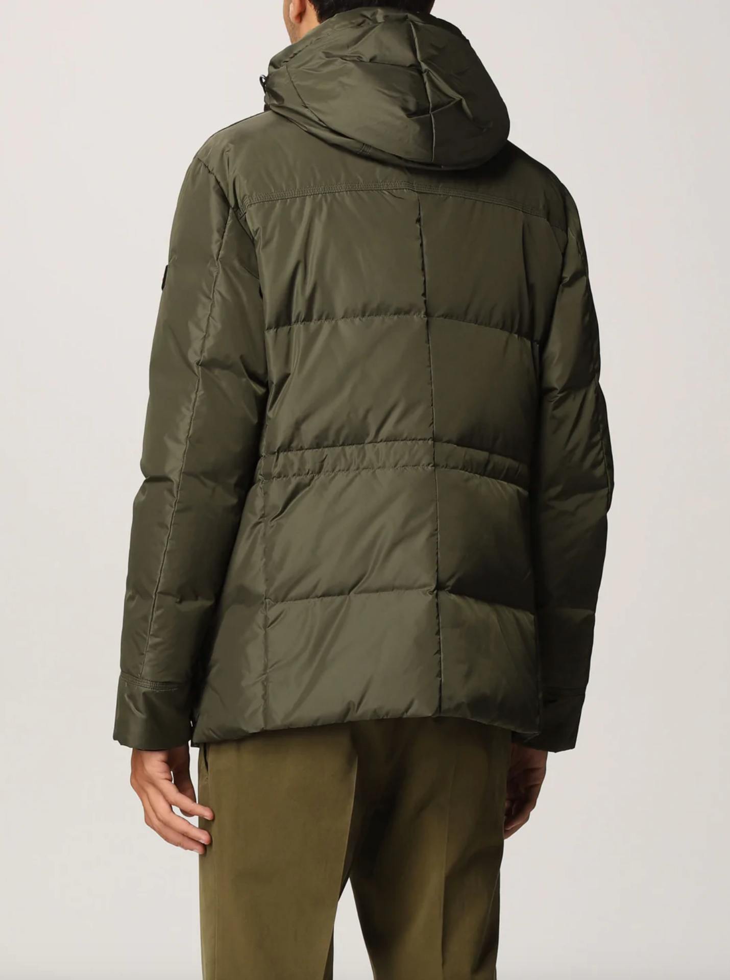 Military Green Tech Jacket with Rabbit Fur Hood