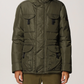 Military Green Tech Jacket with Rabbit Fur Hood