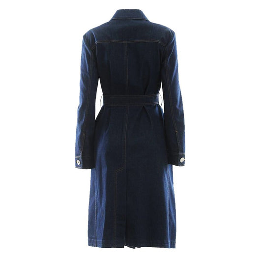 Elegant Denim Trench Dress in Dark Blue