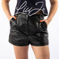 Chic Lambskin Leather Shorts in Black
