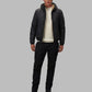 Elegant Black Nylon Jacket with Eco-Fur Hood