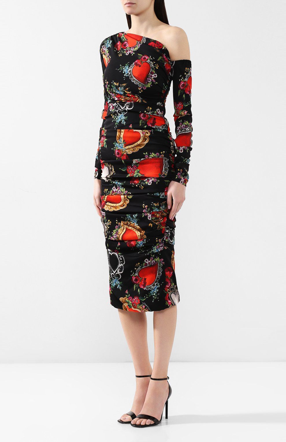 Chic One-Shoulder Floral Sheath Dress