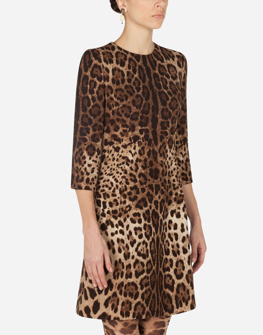 Elegant Leopard Print Crêpe Dress