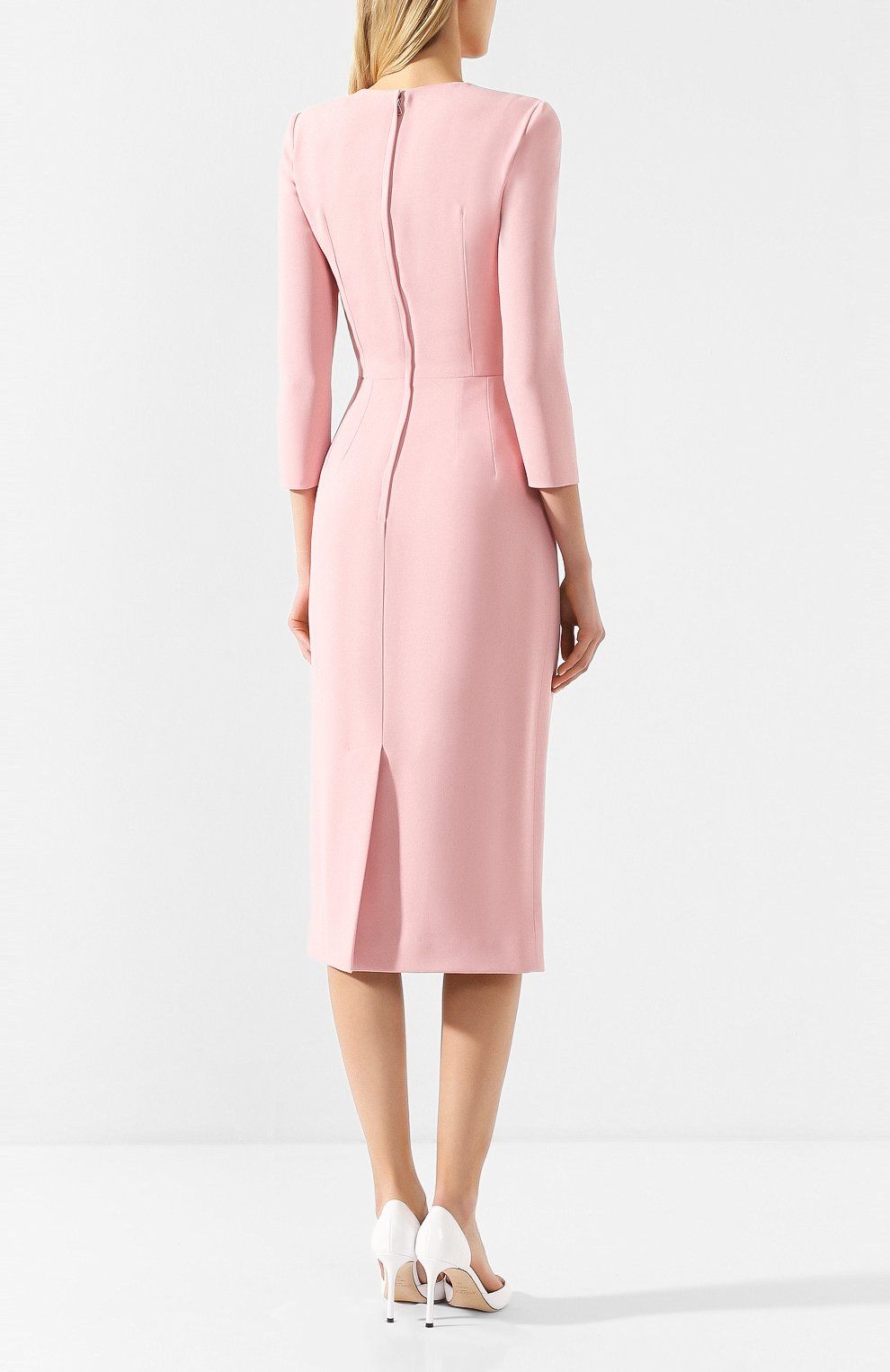 Elegant Long Sleeve Crepe Dress in Pink