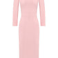 Elegant Long Sleeve Crepe Dress in Pink