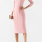 Elegant Long Sleeve Crepe Dress in Pink