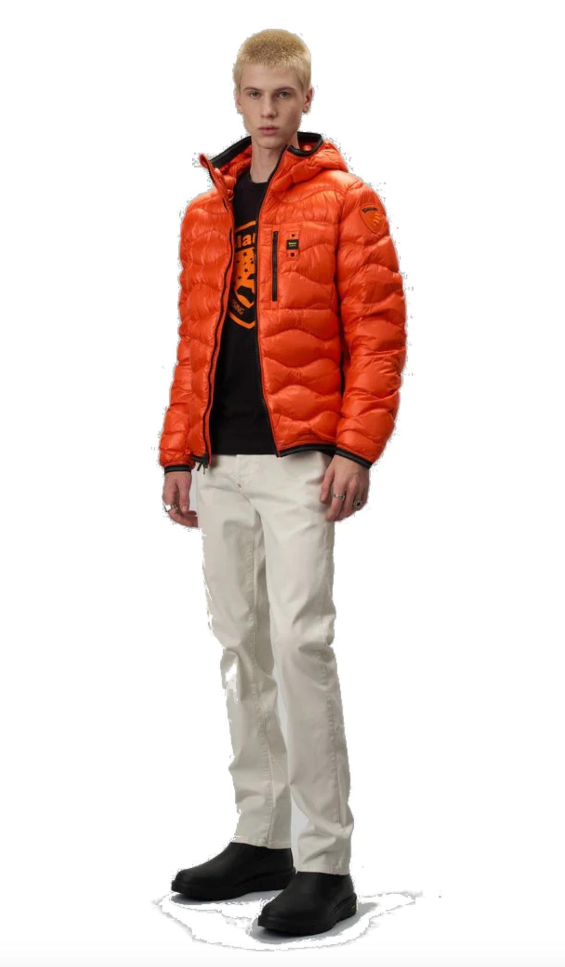 Orange Goose Down Zip Jacket