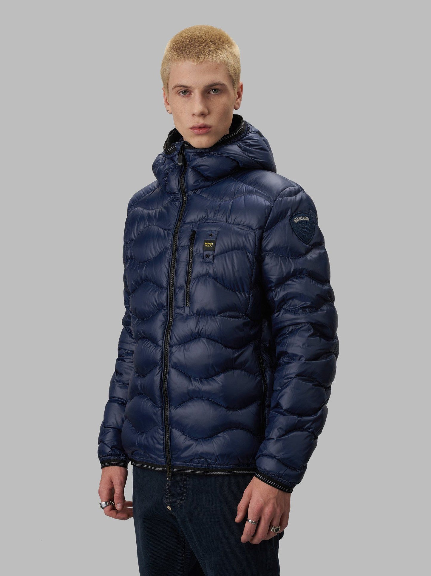 Elegant Blue Goose Down Jacket