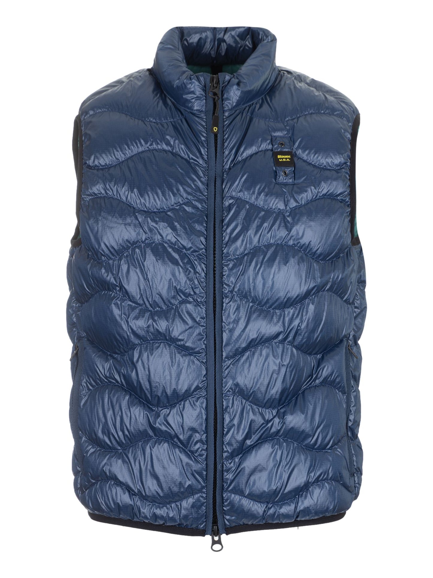 Sleek Blue Nylon Vest with Logo Accent