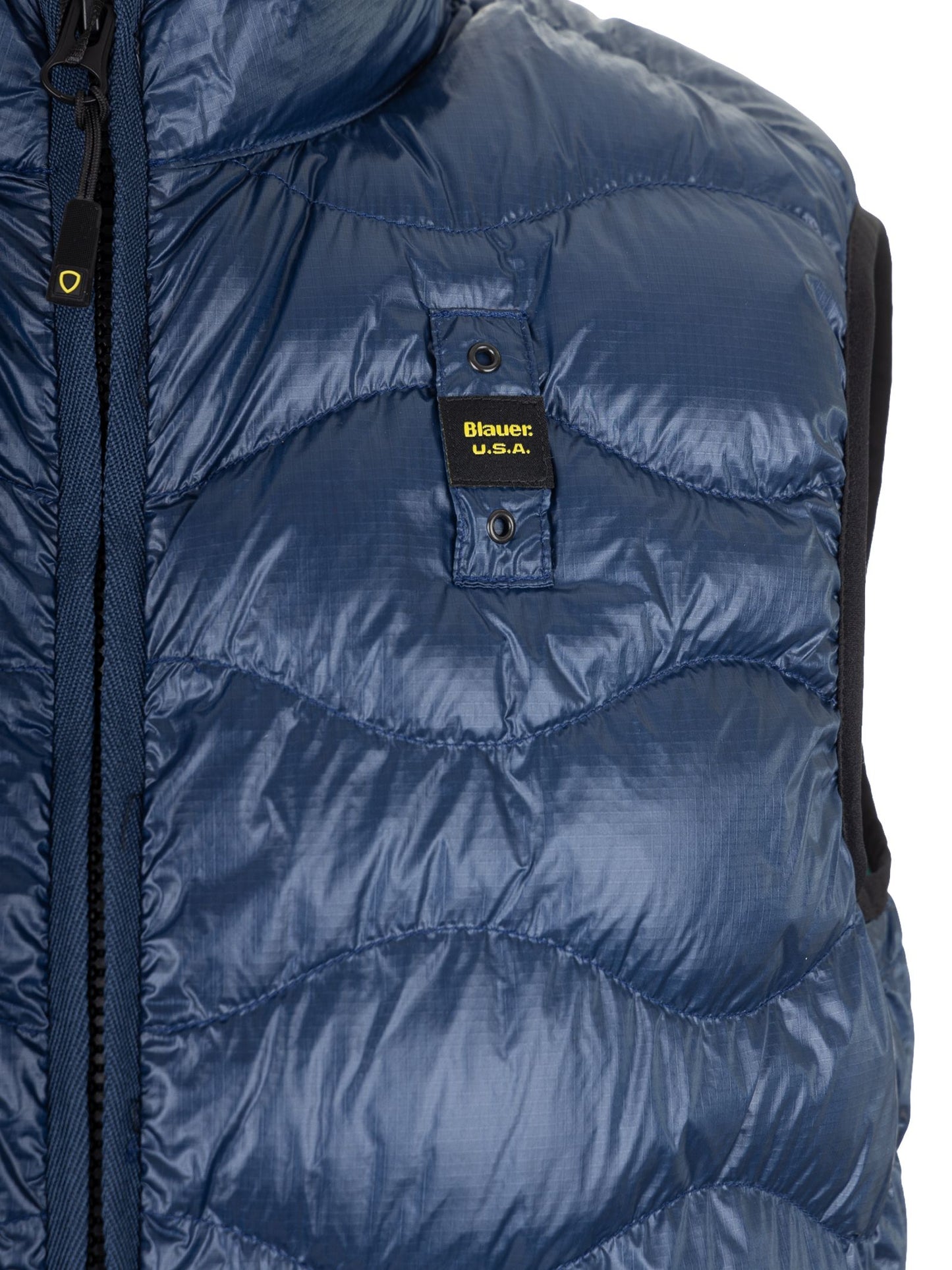 Sleek Blue Nylon Vest with Logo Accent