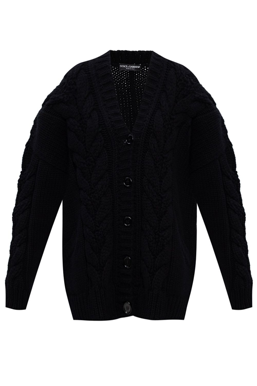 Elegant V-Neck Wool-Cashmere Cardigan in Black