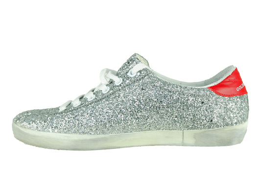 Silver Glitter Designer Sneakers - Italian Crafted