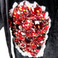 Elegant Black Rabbit Fur Jacket with Glass Stone Appliqué