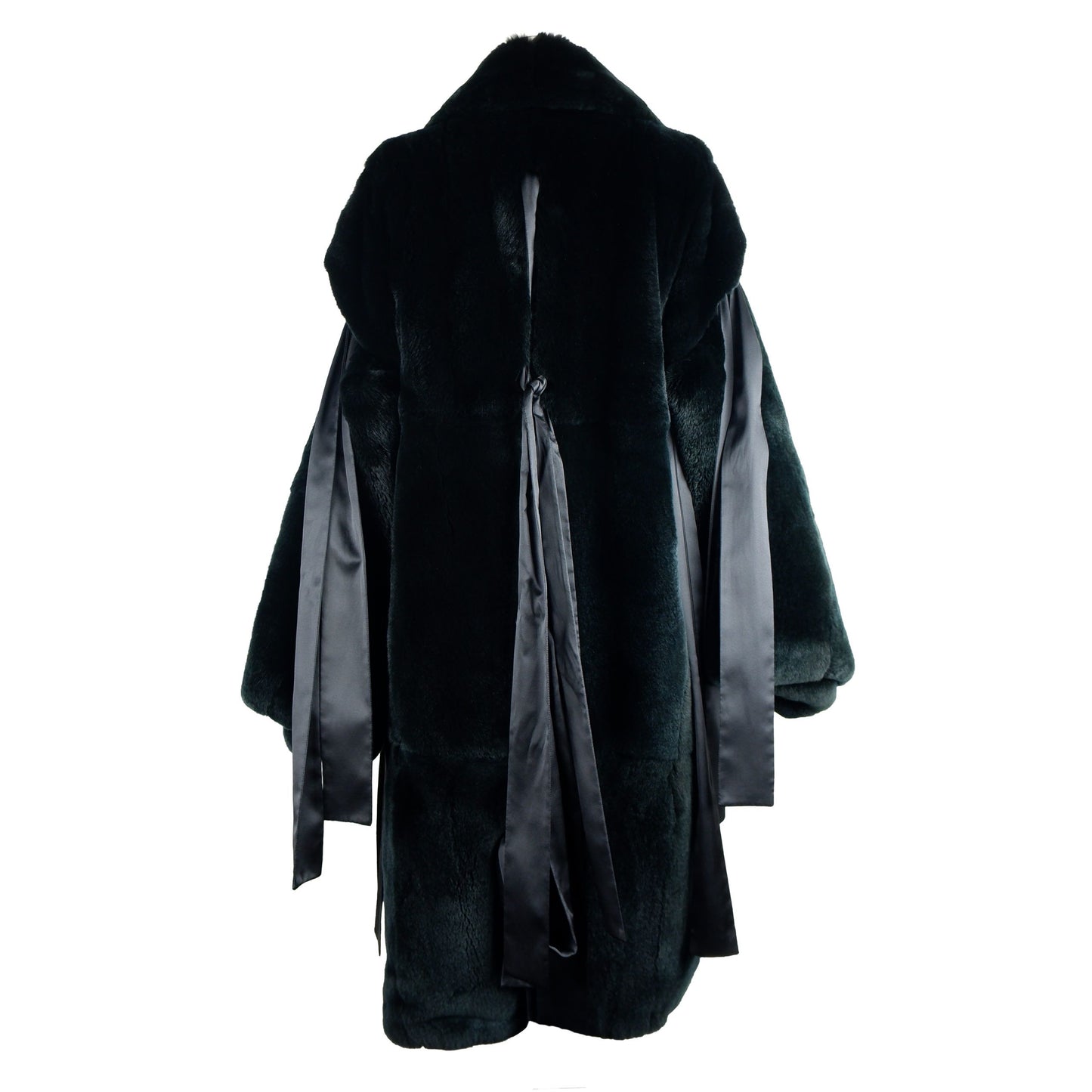 Elegant Black Rabbit Fur Jacket with Glass Stone Appliqué