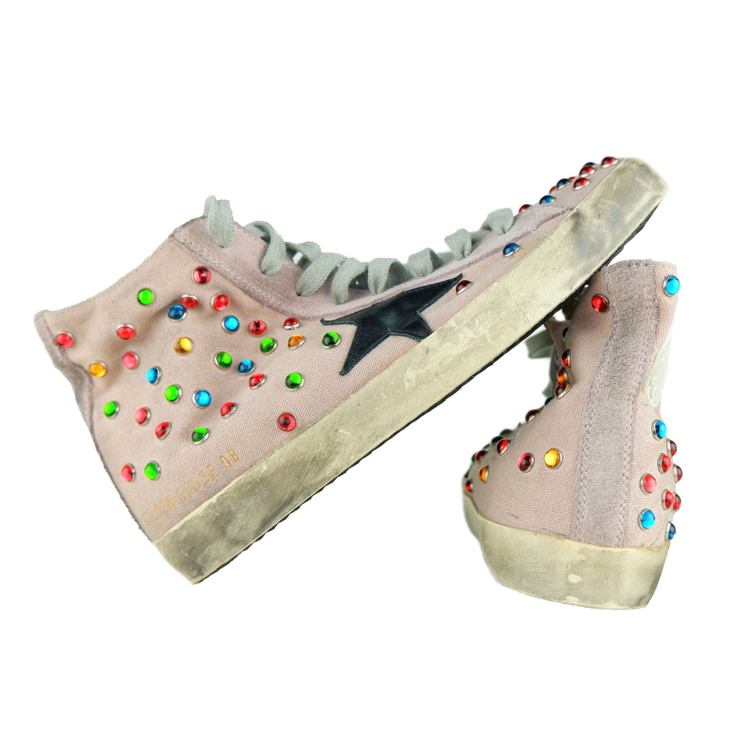 Chic Beaded Pink Calfskin Sneakers