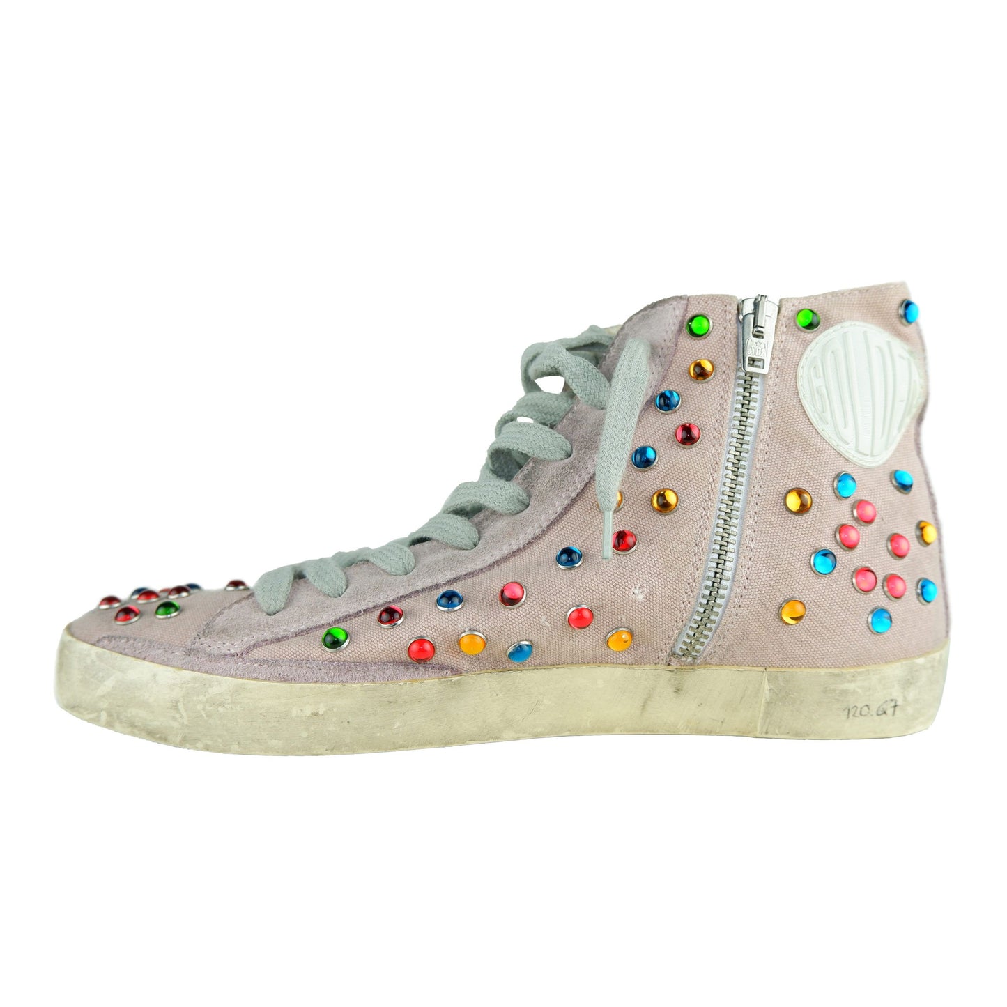 Chic Beaded Pink Calfskin Sneakers