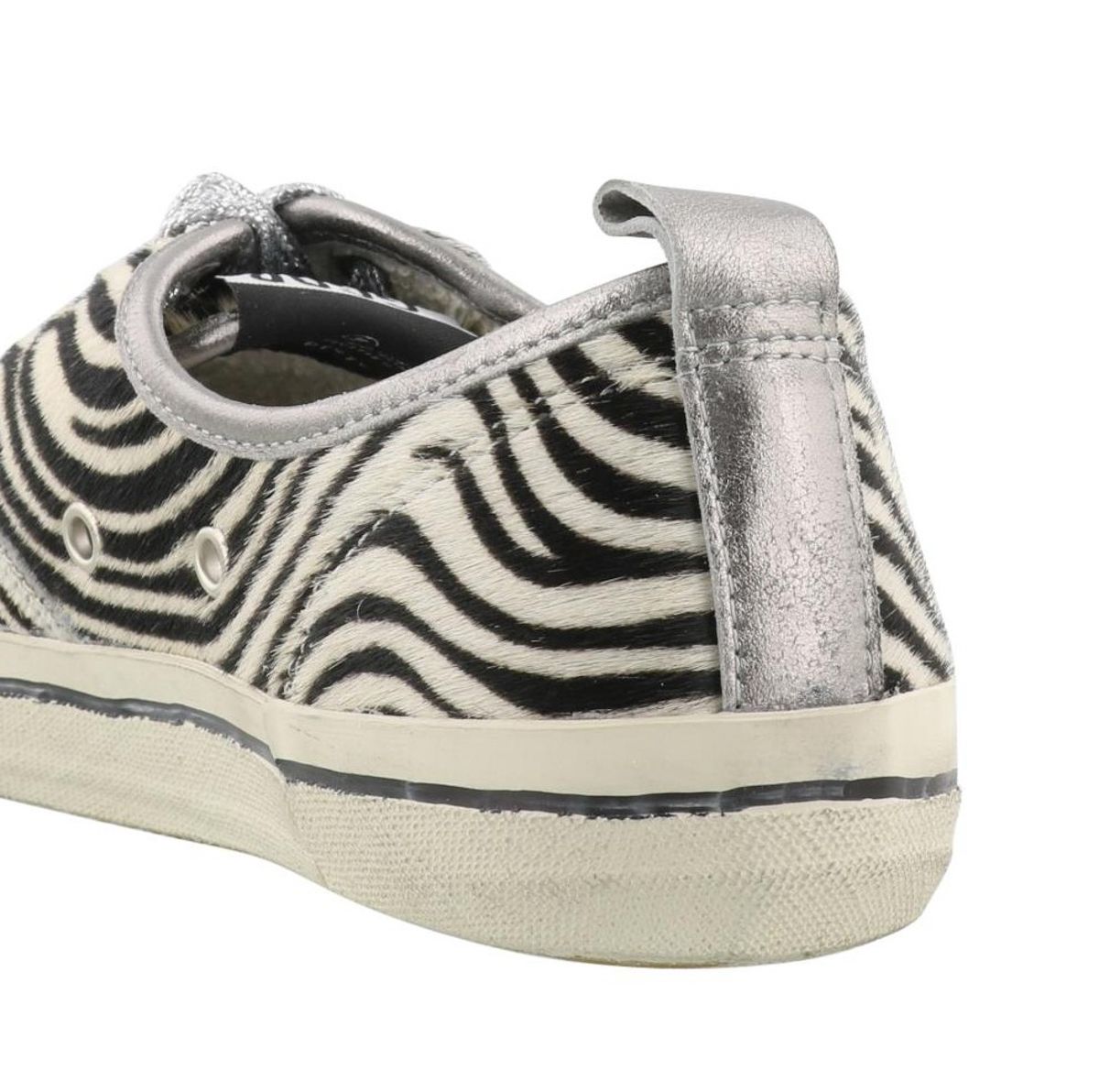 Zebra Pony Hair & Silver Star Women's Sneakers