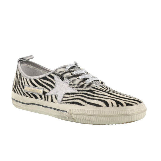 Zebra Pony Hair & Silver Star Women's Sneakers