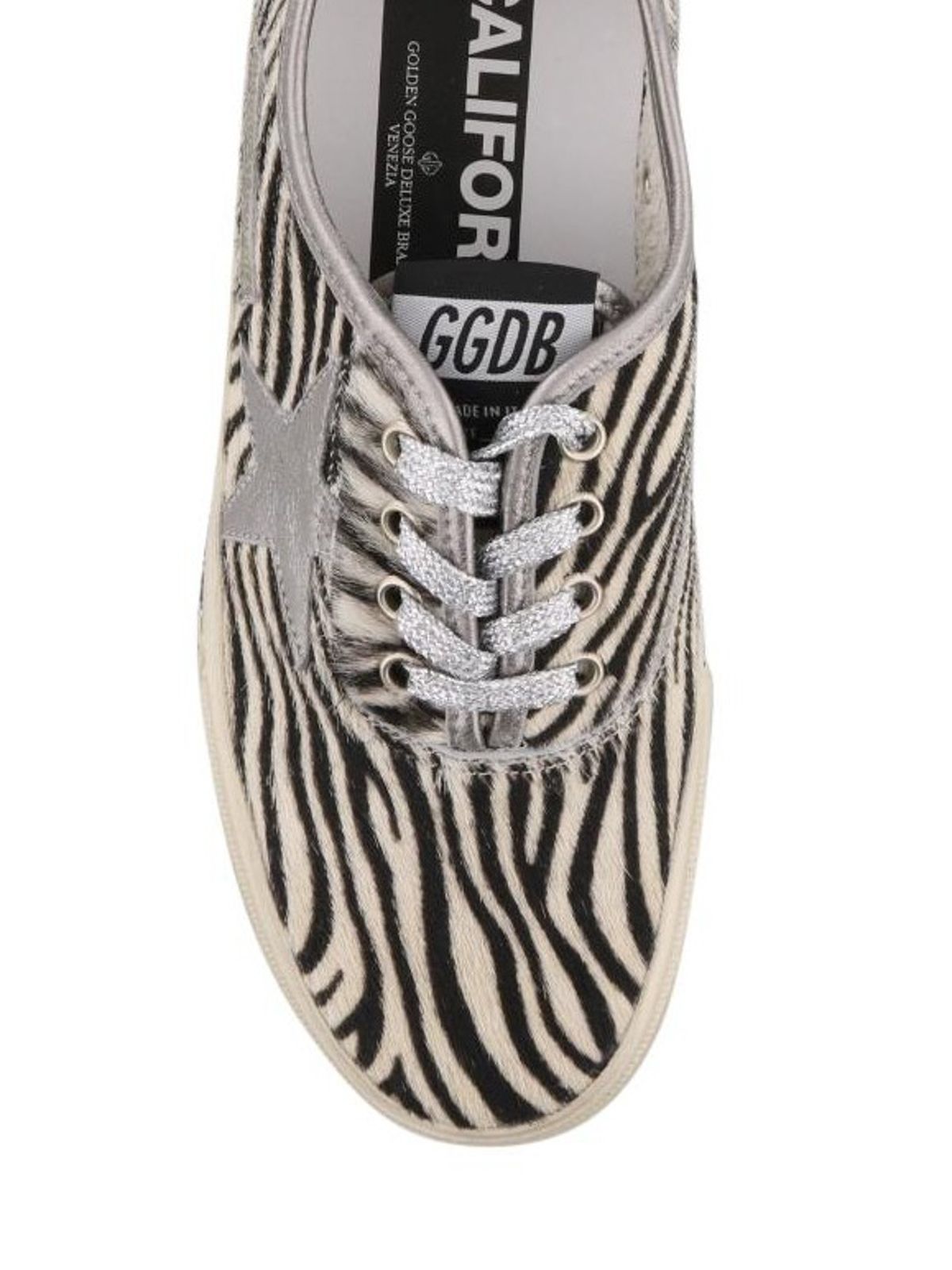 Zebra Pony Hair & Silver Star Women's Sneakers