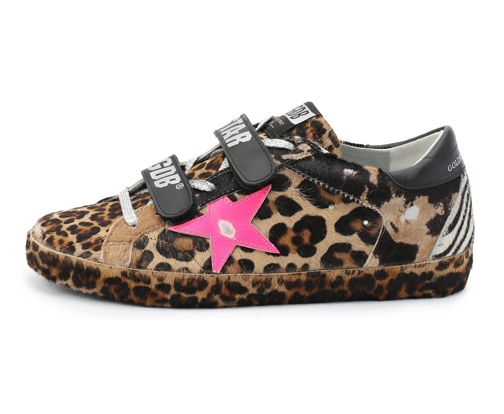 Cheetah Print Low-Top Leather Sneakers