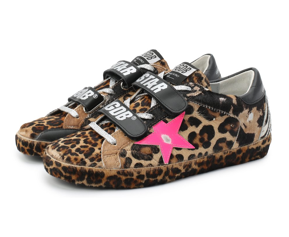 Cheetah Print Low-Top Leather Sneakers