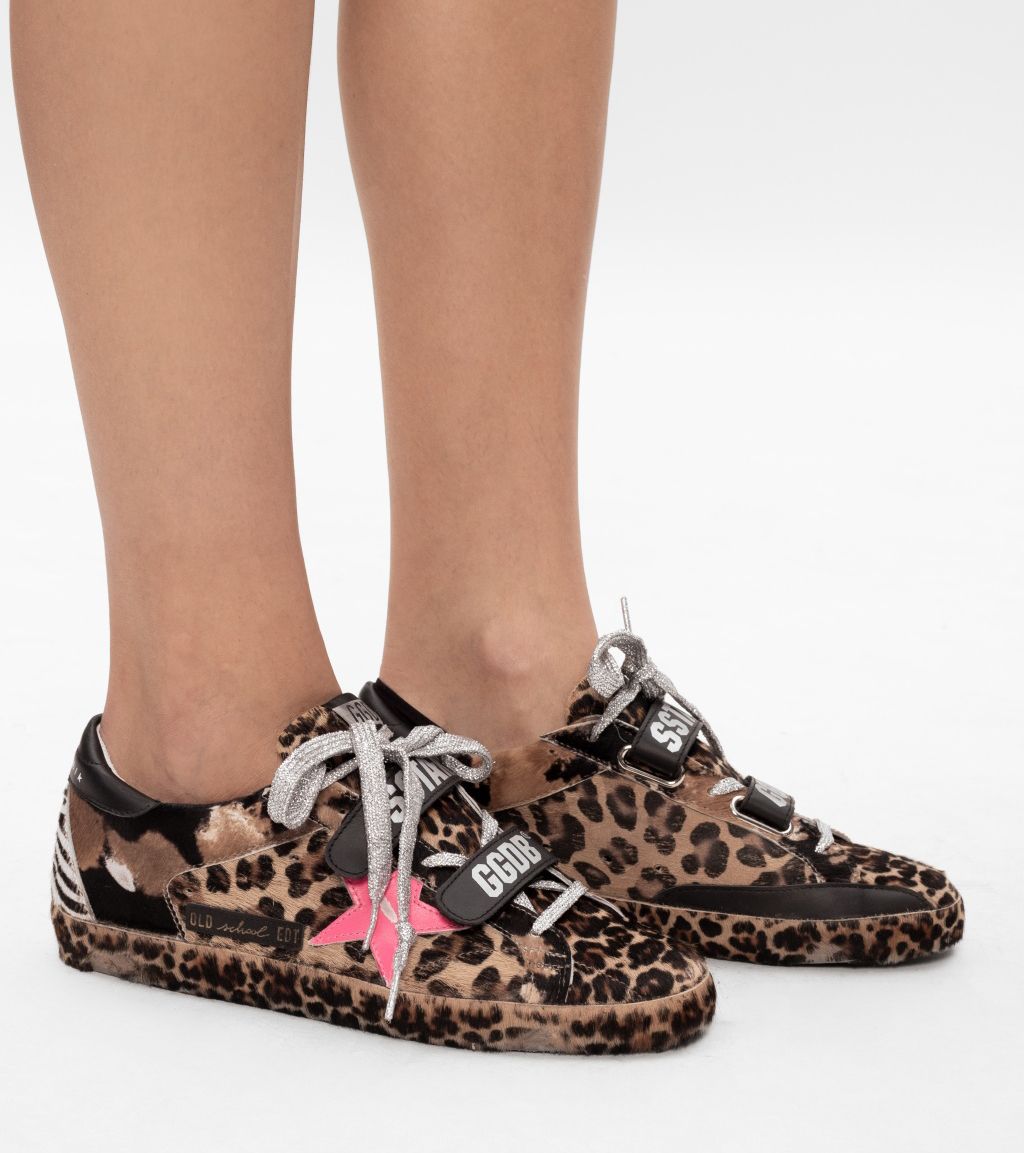 Cheetah Print Low-Top Leather Sneakers