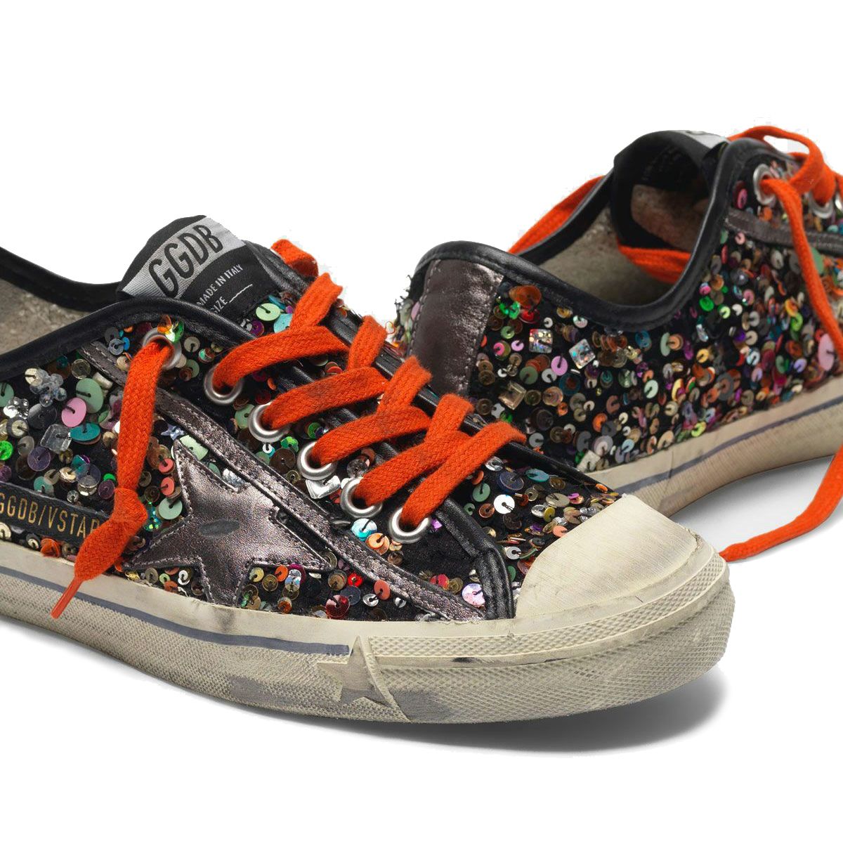 Sequin-Embellished Leather Sneakers