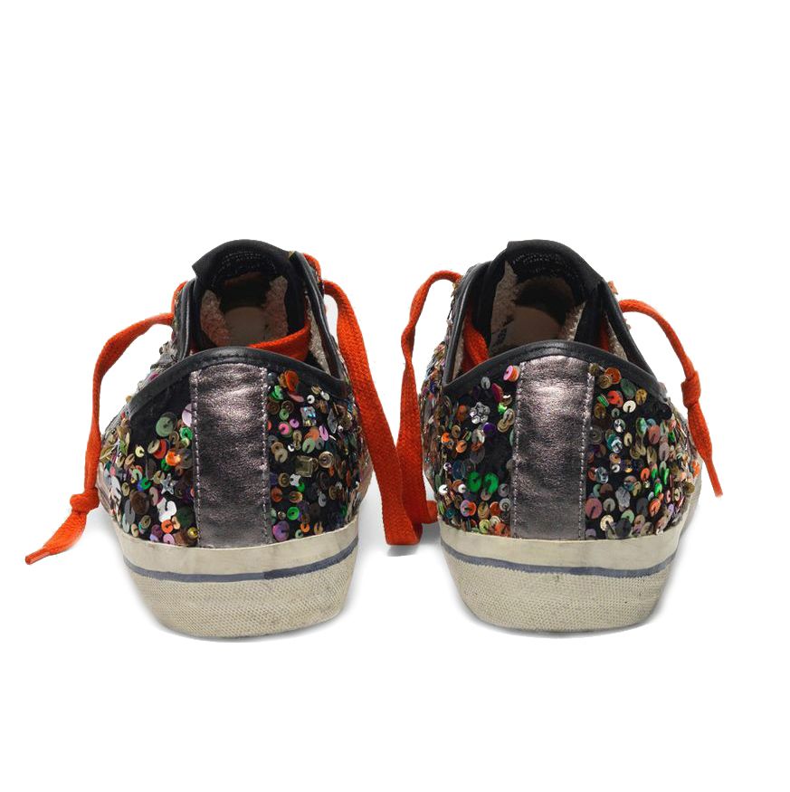 Sequin-Embellished Leather Sneakers