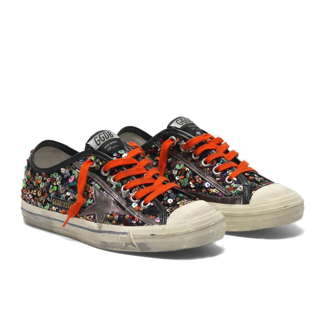 Sequin-Embellished Leather Sneakers