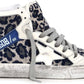 Blue Leopard Print Velvet-Lined Sneakers