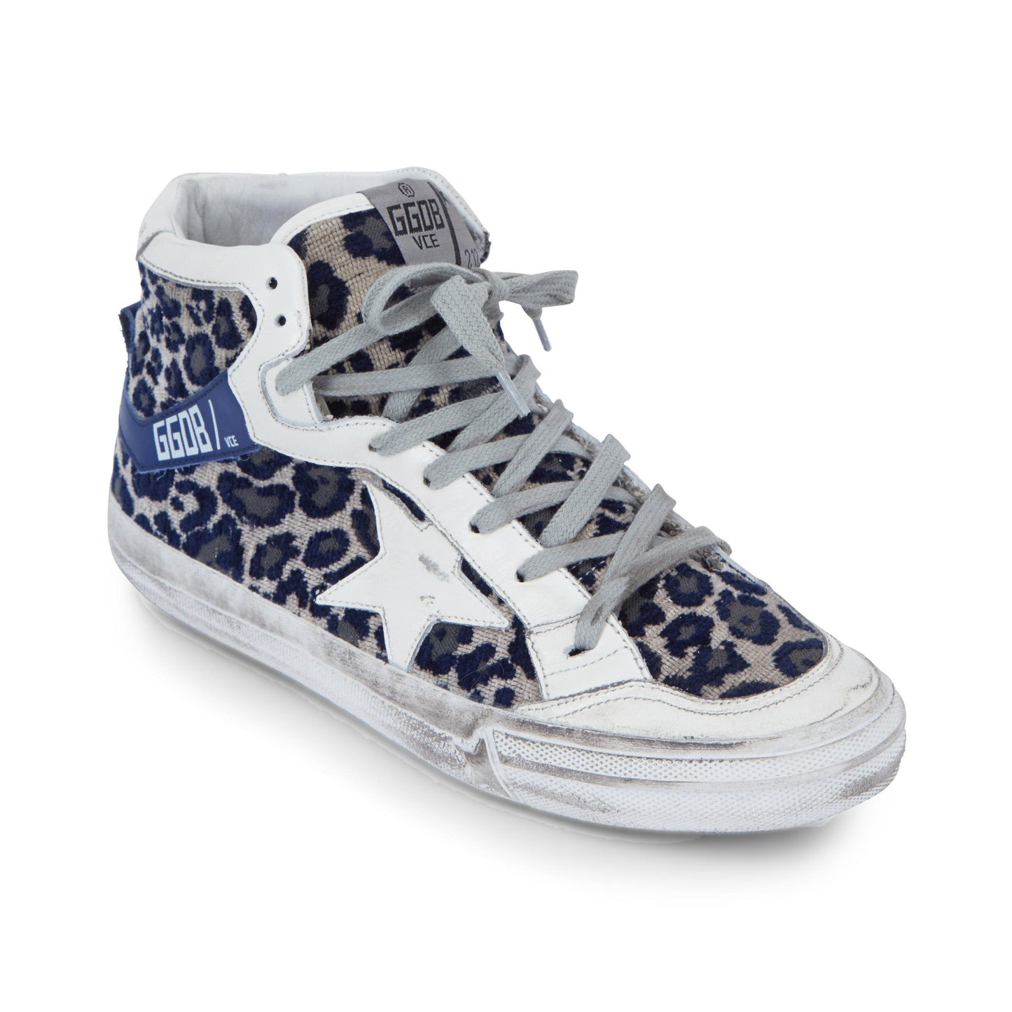 Blue Leopard Print Velvet-Lined Sneakers