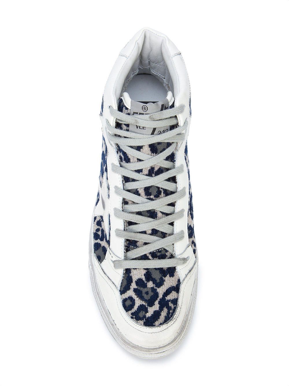 Blue Leopard Print Velvet-Lined Sneakers