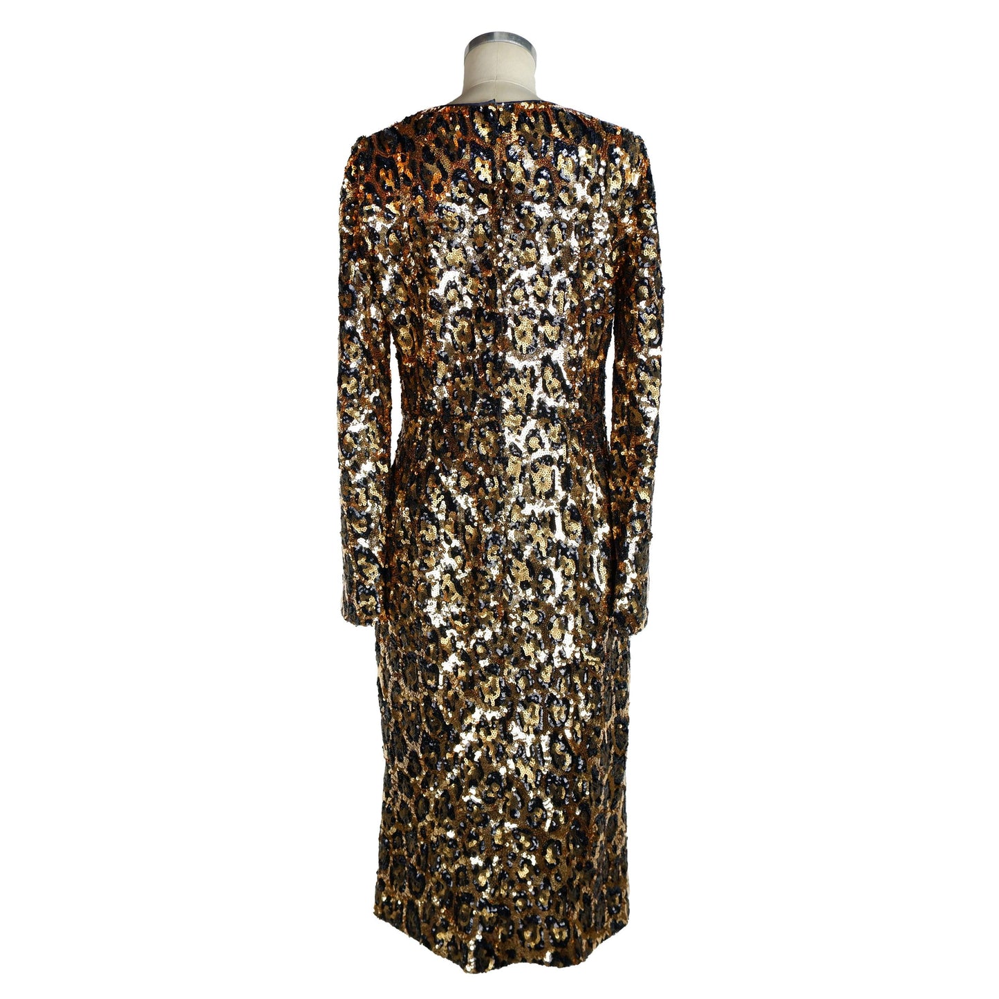 Elegant Sequin Leopard Print Long Dress