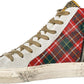 Chic Tartan Calfskin Sneakers with Suede Accents