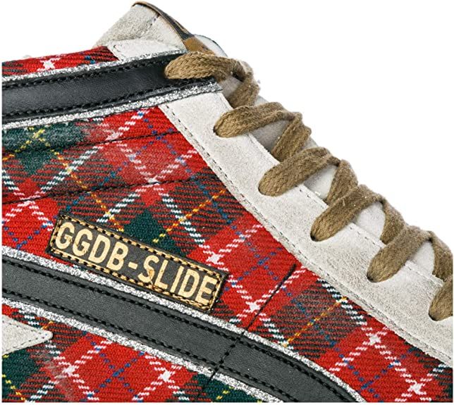 Chic Tartan Calfskin Sneakers with Suede Accents