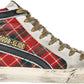 Chic Tartan Calfskin Sneakers with Suede Accents