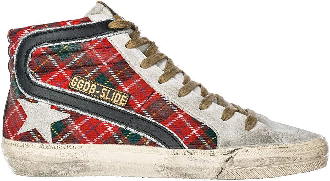 Chic Tartan Calfskin Sneakers with Suede Accents