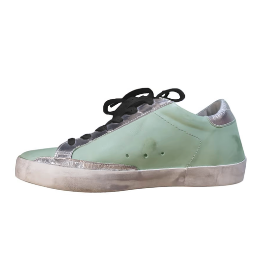 Elegant Green Leather Sneakers for Women