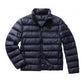 Chic Blue Quilted Hooded Down Jacket