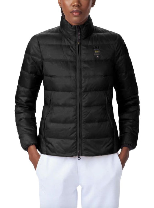 Sleek Black Down Jacket with Goose Feather Padding