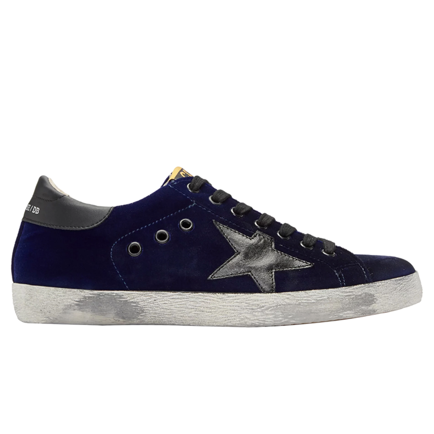 Velvet Blue & Black Leather Sneakers