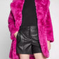 Chic Pink Faux Fur Jacket - Eco-Friendly Winter Essential