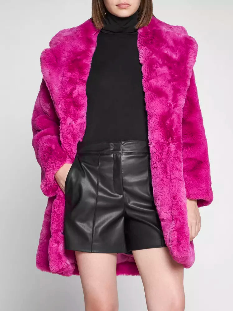 Chic Pink Faux Fur Jacket - Eco-Friendly Winter Essential